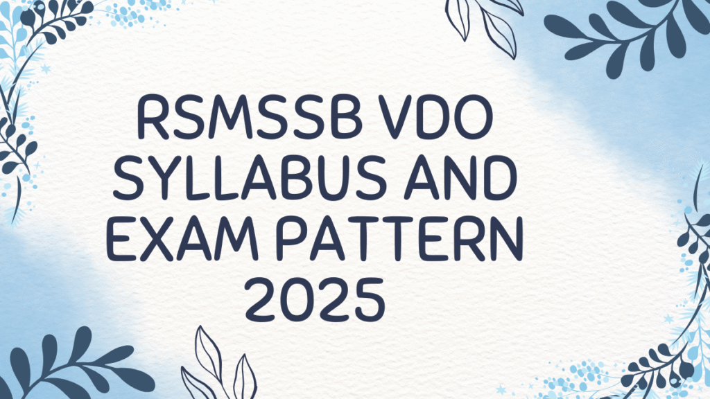 RSMSSB VDO Syllabus 2025