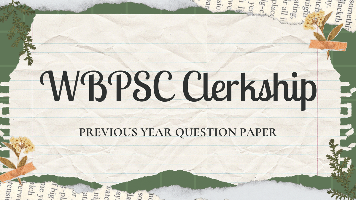WBPSC Clerkship Mains Question Paper