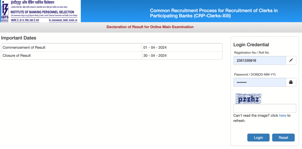 IBPS Clerk Mains Result 2025